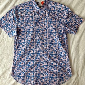 Bonobos Pink & Blue Geometric Short Sleeve Button-down